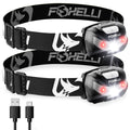 Foxelli USB-C Rechargeable LED Headlamp - Super Bright, Lightweight Head Lamp for Running, Camping, Hiking & Work - Comfortable 