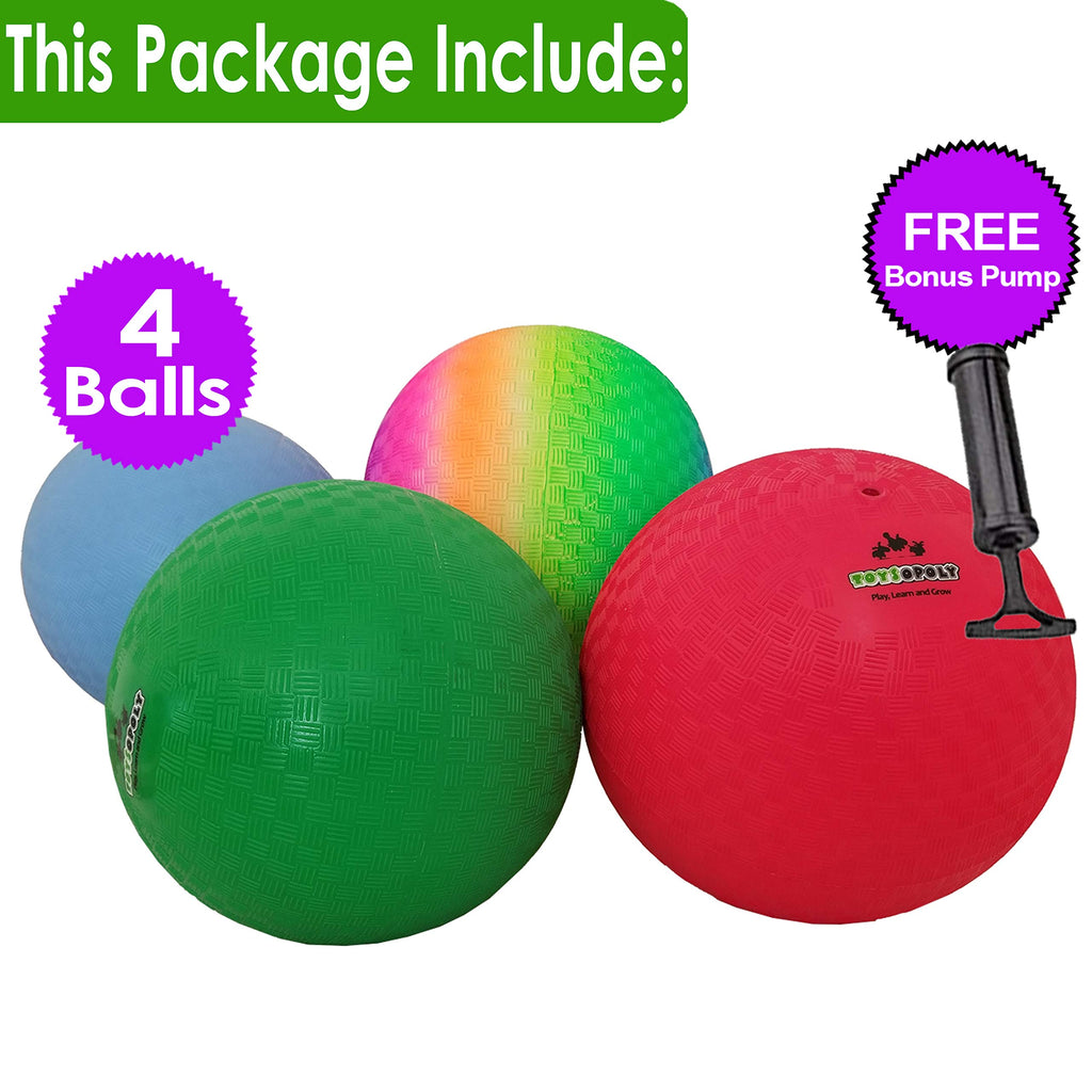 Toysopoly Playground Balls 10 Inch, 4 Variet Kickball For Kids And Adults - Bouncing Dodge Ball, Handball, Square Game For Outdo