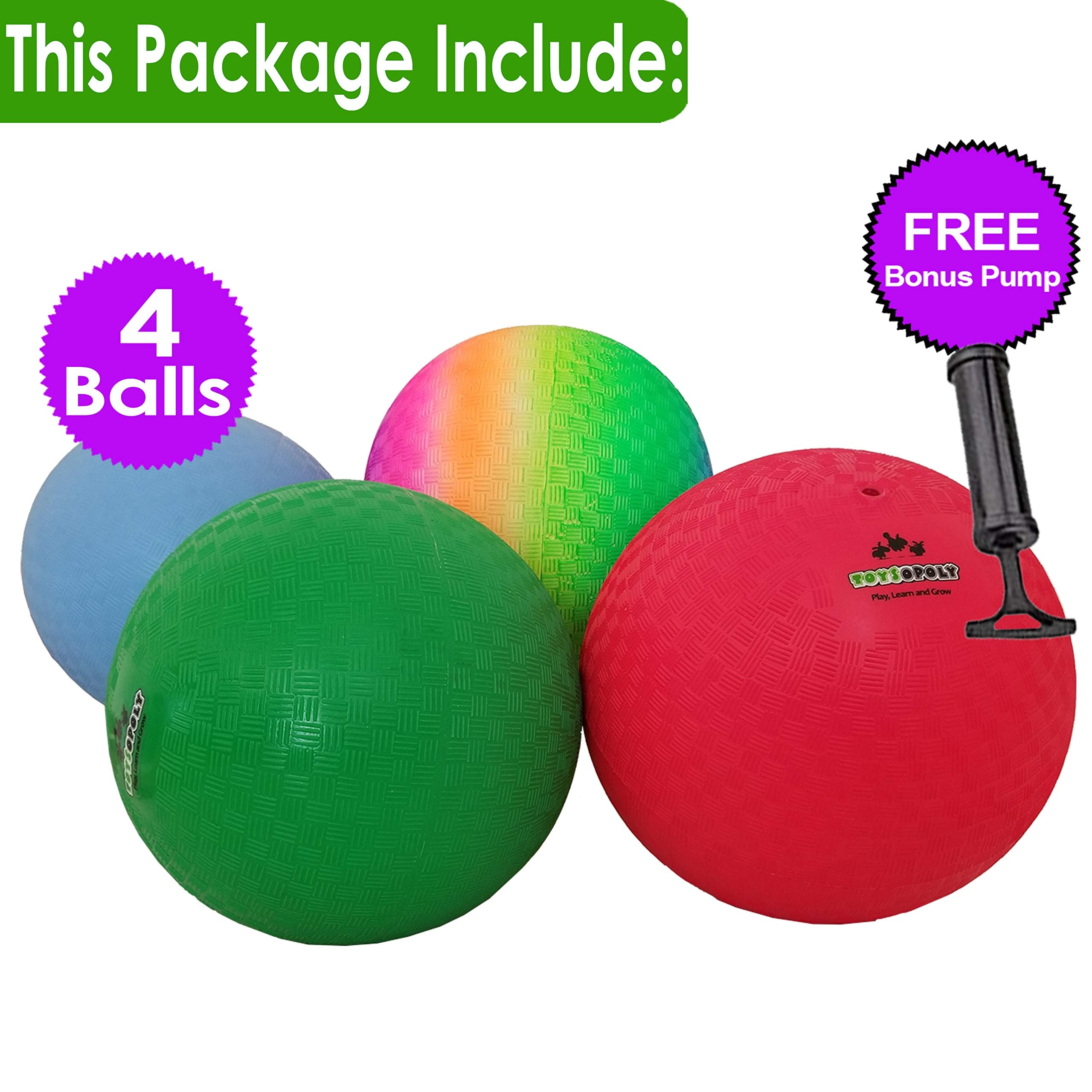 Toysopoly Playground Balls 10 Inch, 4 Variet Kickball For Kids And Adults - Bouncing Dodge Ball, Handball, Square Game For Outdo