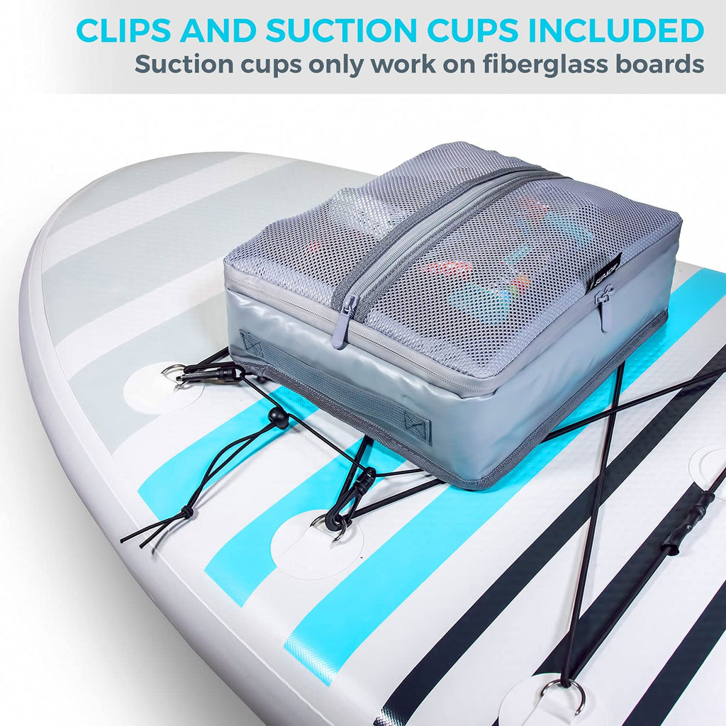 Sup-Now Stand Up Paddle Board Cooler Water Resistant Paddleboard Accessory Deck Bag W/Mesh Top (Gray)