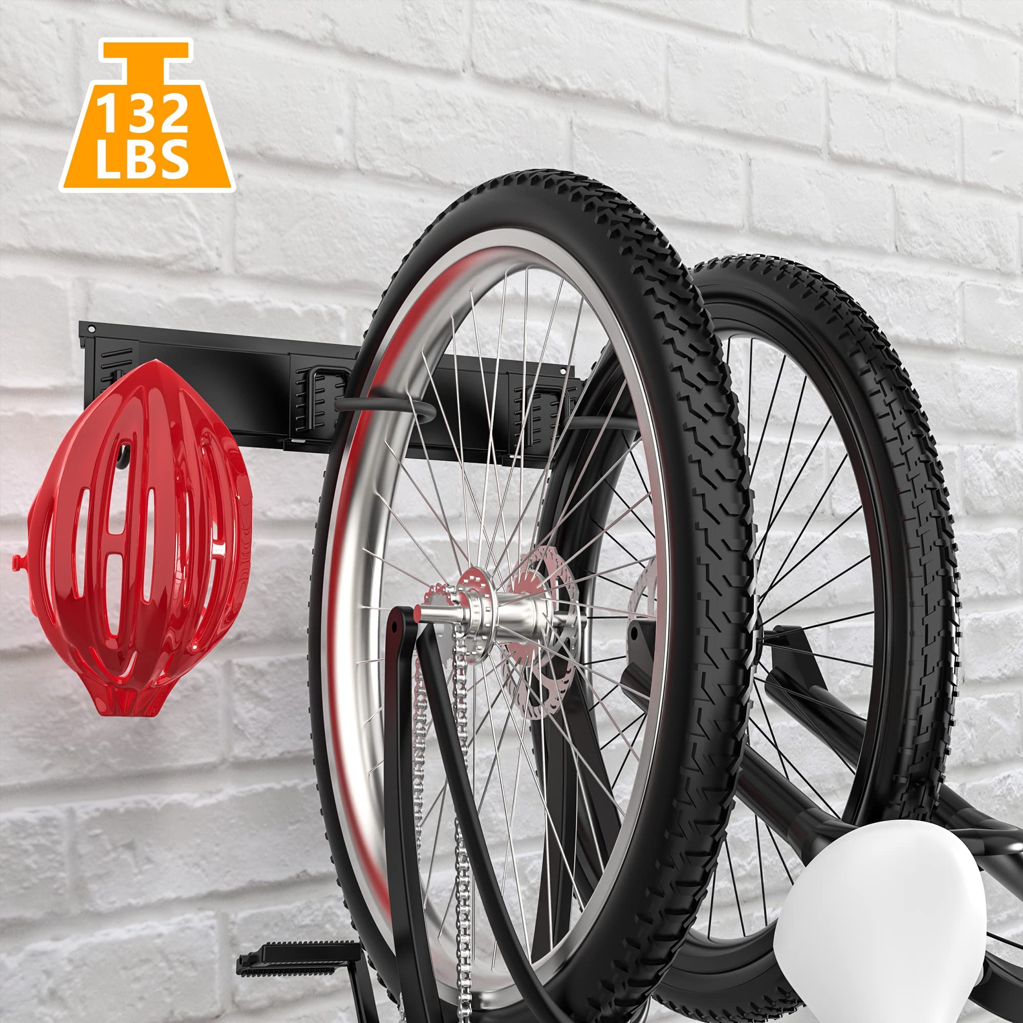 Ultrawall Bike Rack, Garage Bike Rack Wall Mount For 2 Bicycle And 1 Helmet, Heavy Duty Bike Storage For Home Space Saving Holds