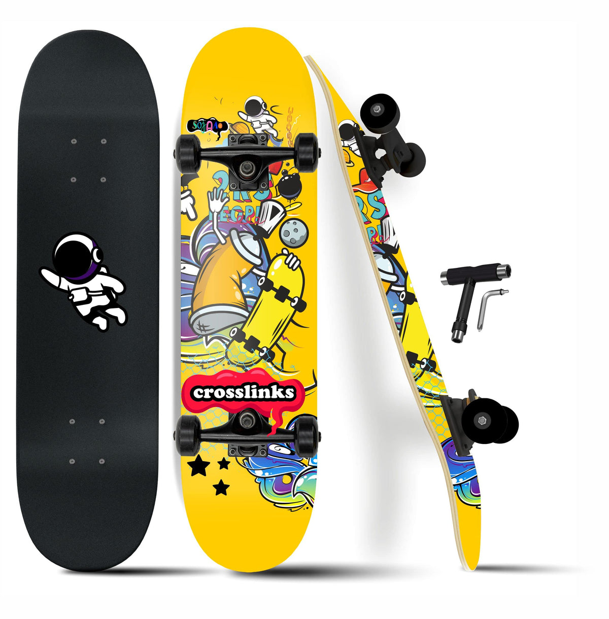 Jaspo Canadian Maple Skateboard (31X 8) inches Fully Assembled 7 Layer Canadian Maple Skateboard for Kids/Boys/Girls/Youth/Adult