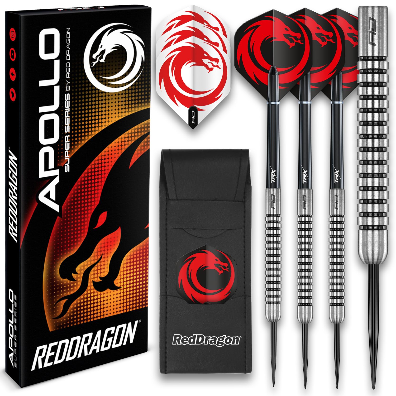 Red Dragon Apollo 23 Gram Darts Set With Hardcore Flights And Stems