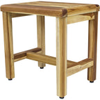 Homeroots Compact Rectangular Teak Shower Or Outdoor Bench In Natural Finish