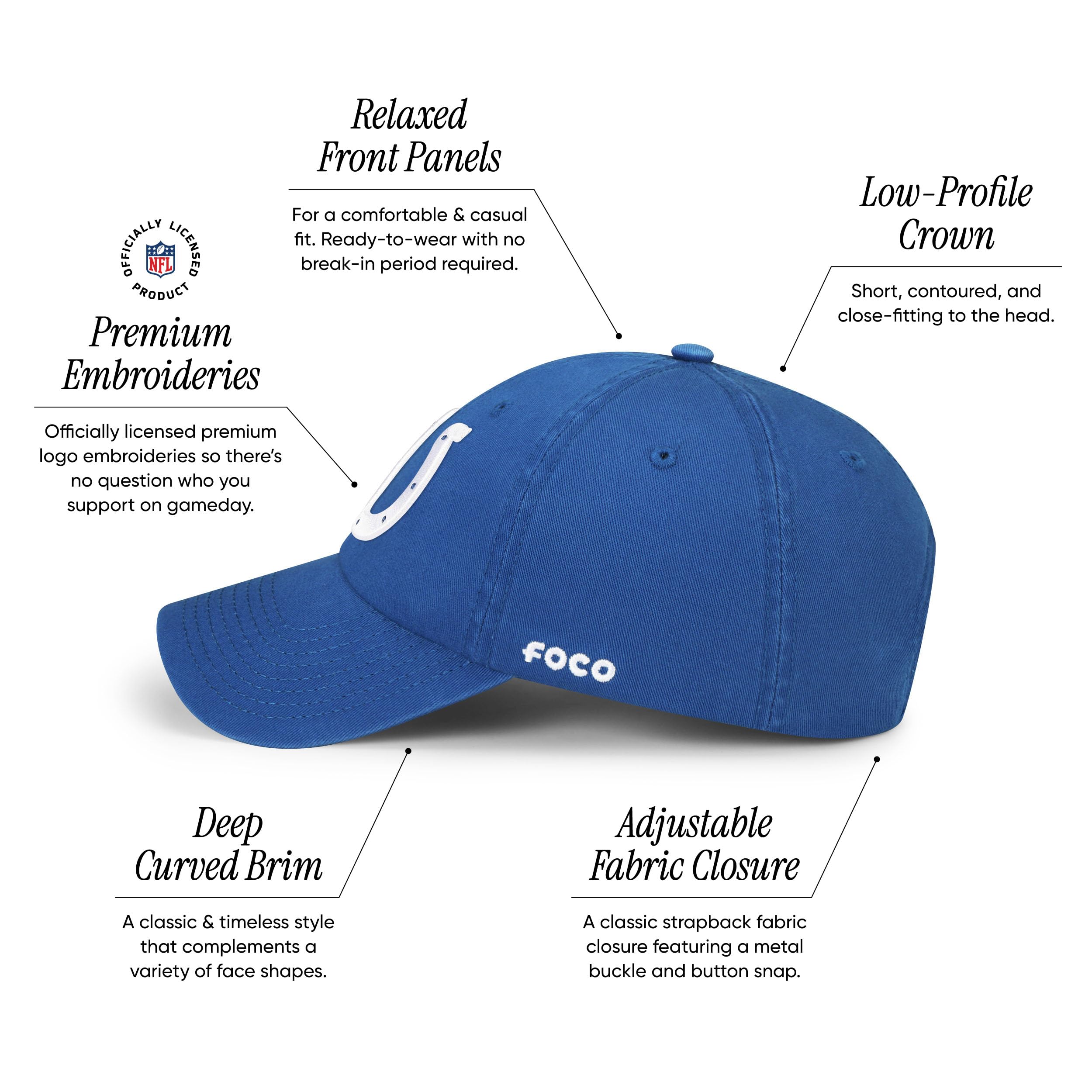 Foco Men'S Indianapolis Colts Cap Nfl Logo Casual Hat, Team Color