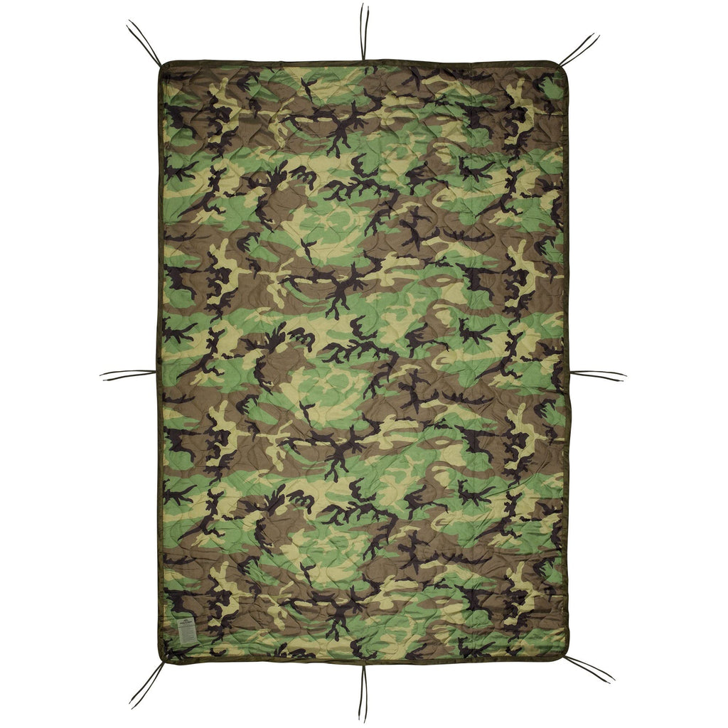 Woodland Camo Military Gear Blanket Army Poncho Liner Woobie Emergency Blanket With Woodland Design - Nylon Military Surplus Col