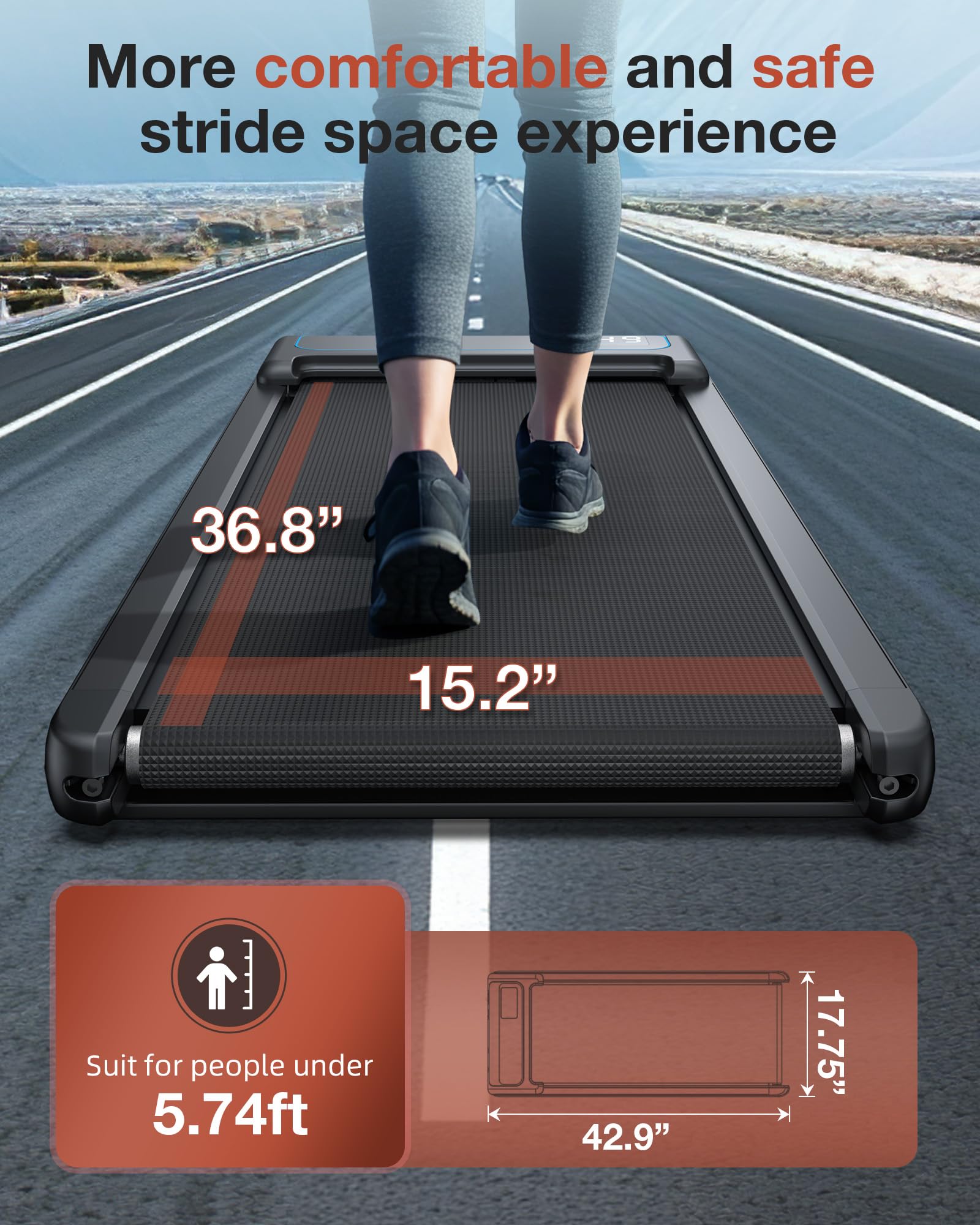 Wellfit 10% Incline Walking Pad, 2.5Hp 4Mph 265 Lb+ Capacity Treadmills For Home, Smart Treadmill With Mute Remote And App Contr