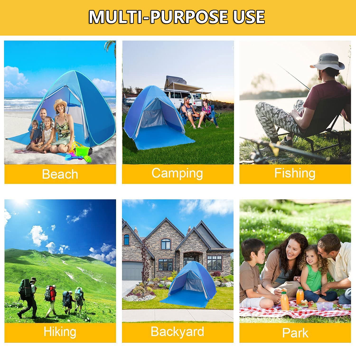 Pop Up Beach Tent Shade Sun Shelter Upf 50+ Canopy Cabana 2-3 Person For Adults Baby Kids Outdoor Activities Camping Fishing Hik
