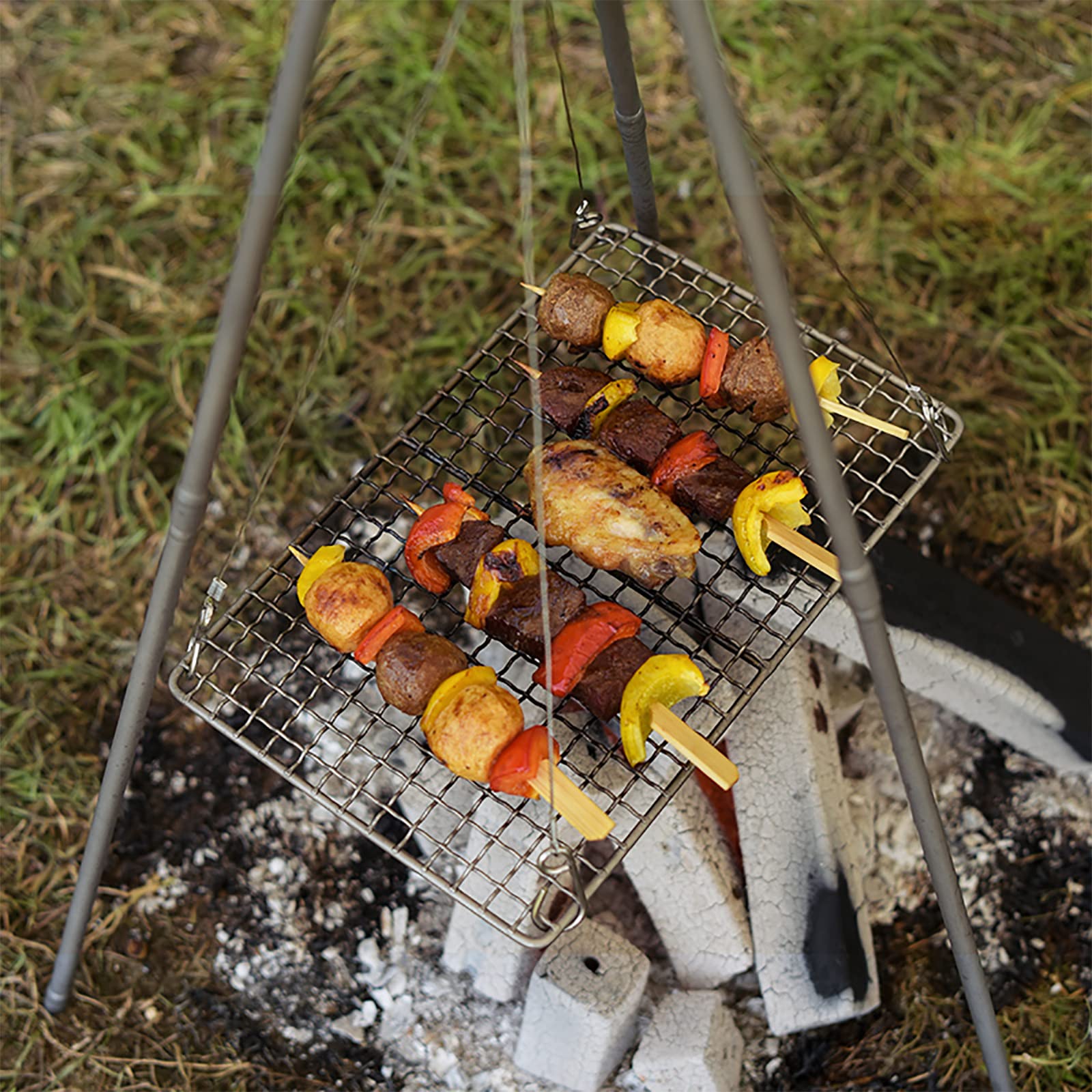 Boundless Voyage Mini Size Durable Titanium Charcoal Bbq Grill Plate Include A Carry Bag For Outdoor Camping Beach Ti15108B