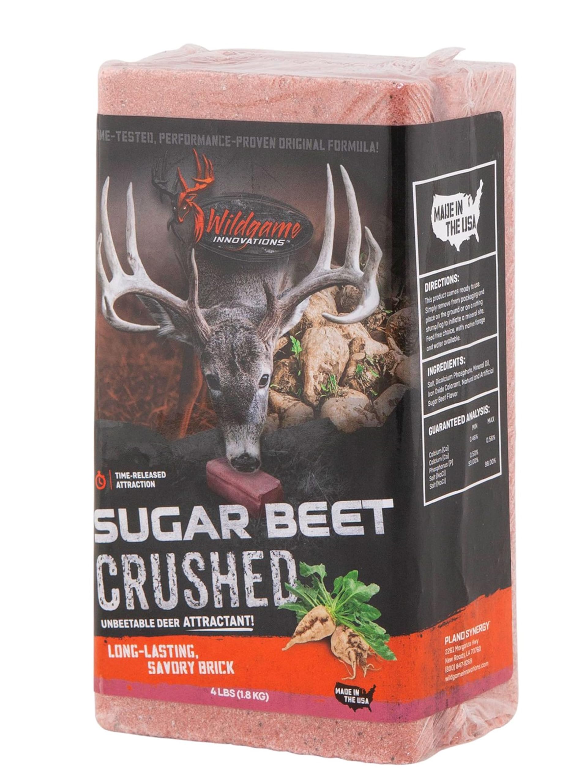 Wildgame Innovations Sugar Beet Crushed 4Lb Brick Deer Attractant | Easy-To-Use Long-Lasting Powerful Time-Released Sweet Minera