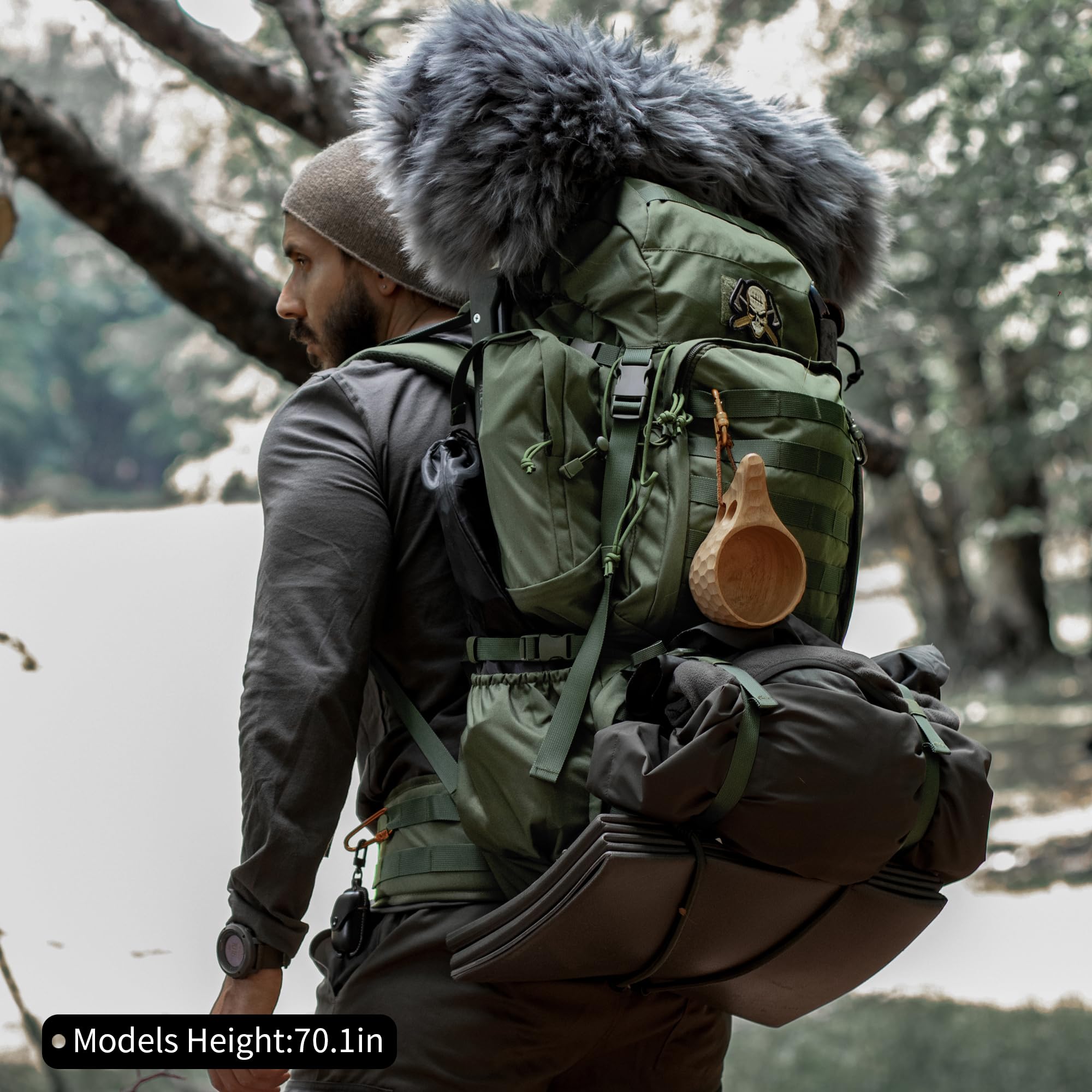 Mardingtop 60L Molle Hiking Internal Frame Backpacks With Rain Cover For Camping,Backpacking,Travelling(Army Green)