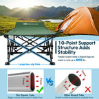 Goplus Folding Camping Cot, 27.5'' Sleeping Cot For Adults With Carry Bag, 600Lbs Weight Capacity, Slanted Head, Side Pocket, He