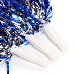 Baotongle 12 Pcs Cheerleading Squad Spirited Fun Poms Pompoms Cheer Costume Accessory For Party Dance Sports (Slivery Blue)
