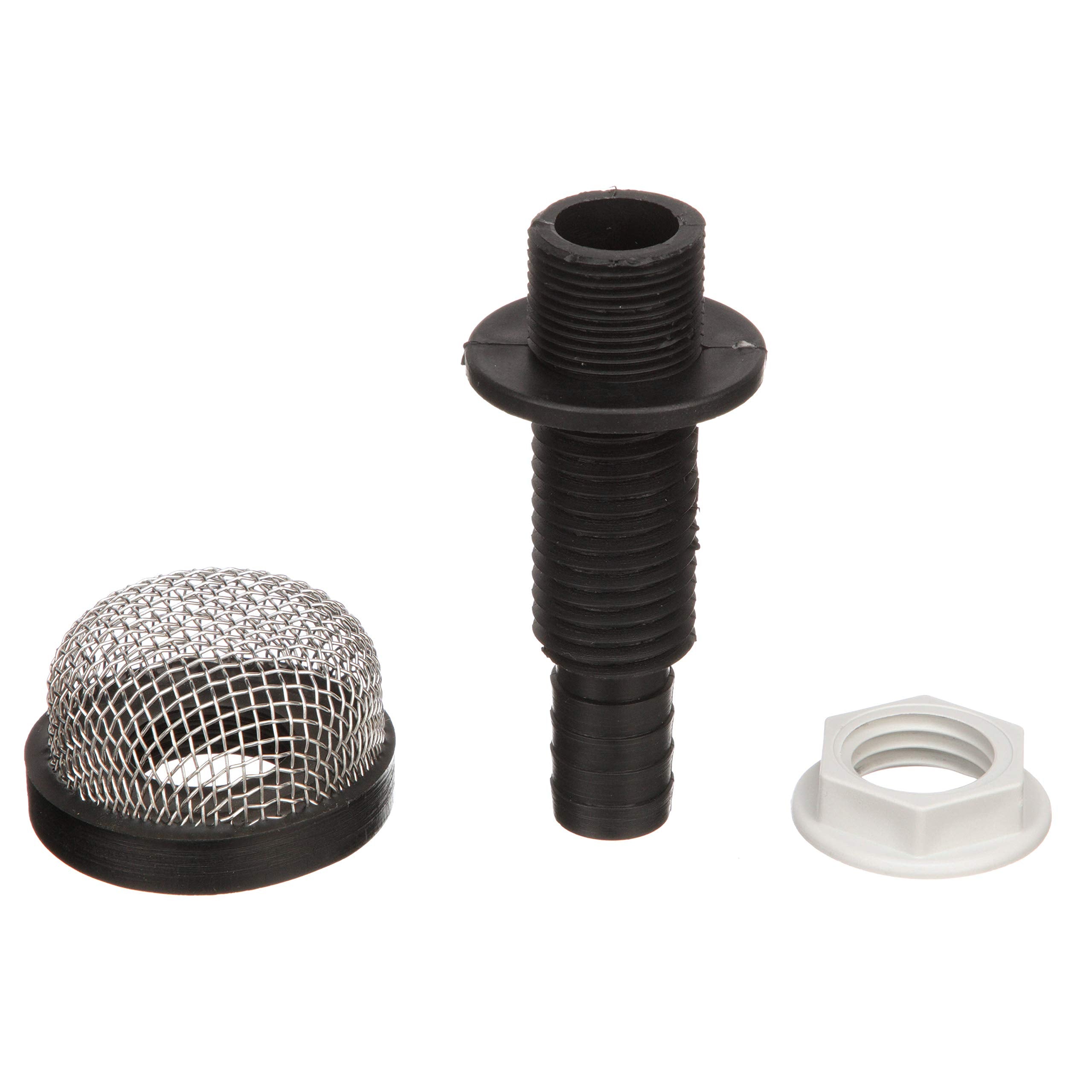 Seachoice Thru-Hull Strainer Mount with Aerator Screen, Fits 3/4 in. Hose, One Size, Black