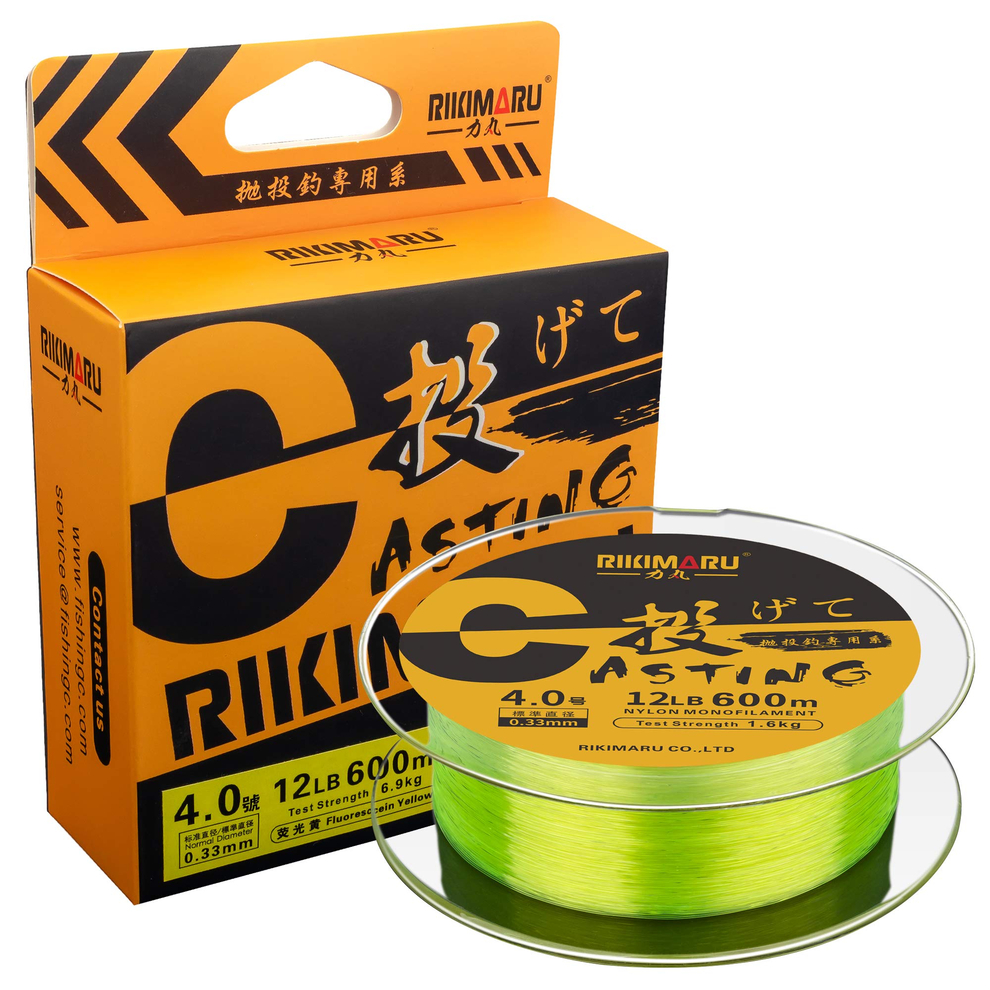 Rikimaru Monofilament Fishing Line (Fluo-Yellow, 15Lb-660Yds)