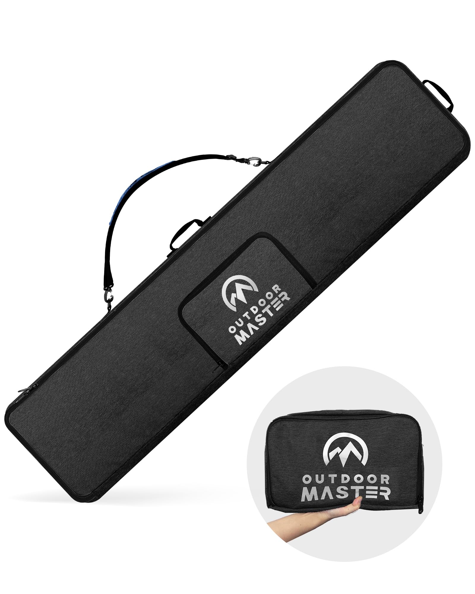 OutdoorMaster Snowboard Bag - 900D Water Resistant Snowboard Travel Bag with Shoulder Strap, Foldable Storage Design - Black, L
