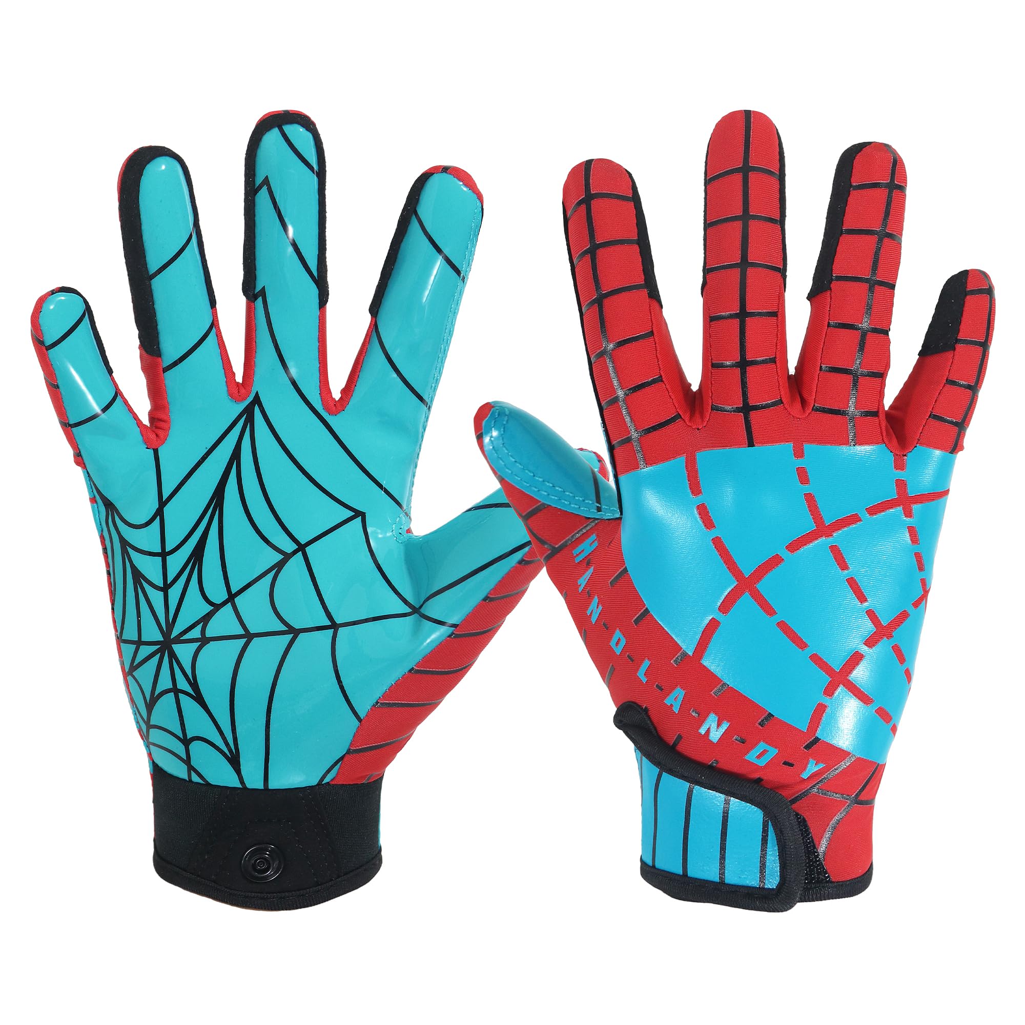AIGEVTURE Youth Football Gloves Kid Receiver Gloves Boys Girls Unmatched Grip Great Gift (Sky Blue and Red, Youth XS)