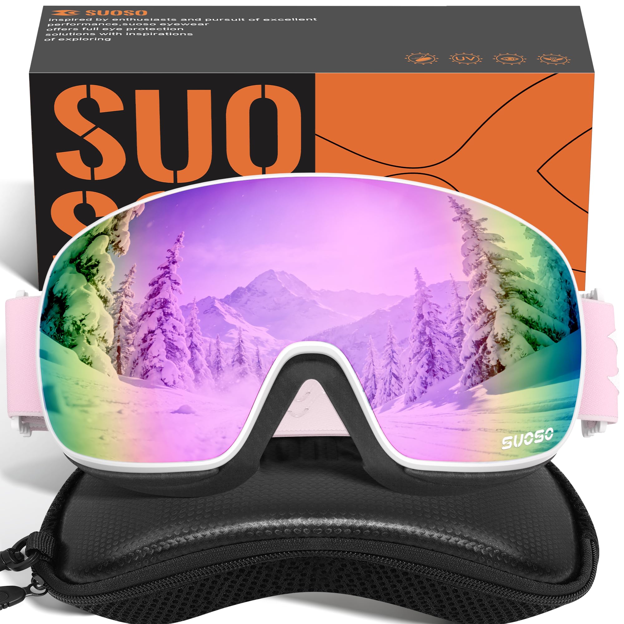 suoso Kids Ski Goggle, kids Snowboard Goggles for Boys and Girls Youth Teens Age 5-14