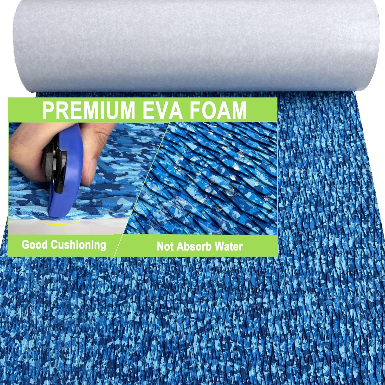 Eva Foam Boat Decking Kayak Rv Flooring Marine Carpet Non-Slip Surfboard Traction Pad Camo Self Adhesive Trimmable Eva Pad Coole