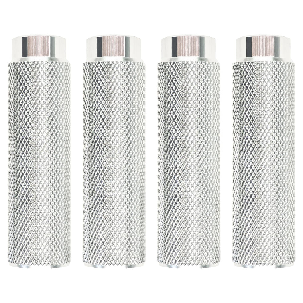 Zelerdo 2 Pairs Aluminum Alloy Bike Pegs For Mountain Bike Cycling Rear Stunt Pegs Fit 3/8 Inch Axles (Pure Silver, 100X28 Mm)