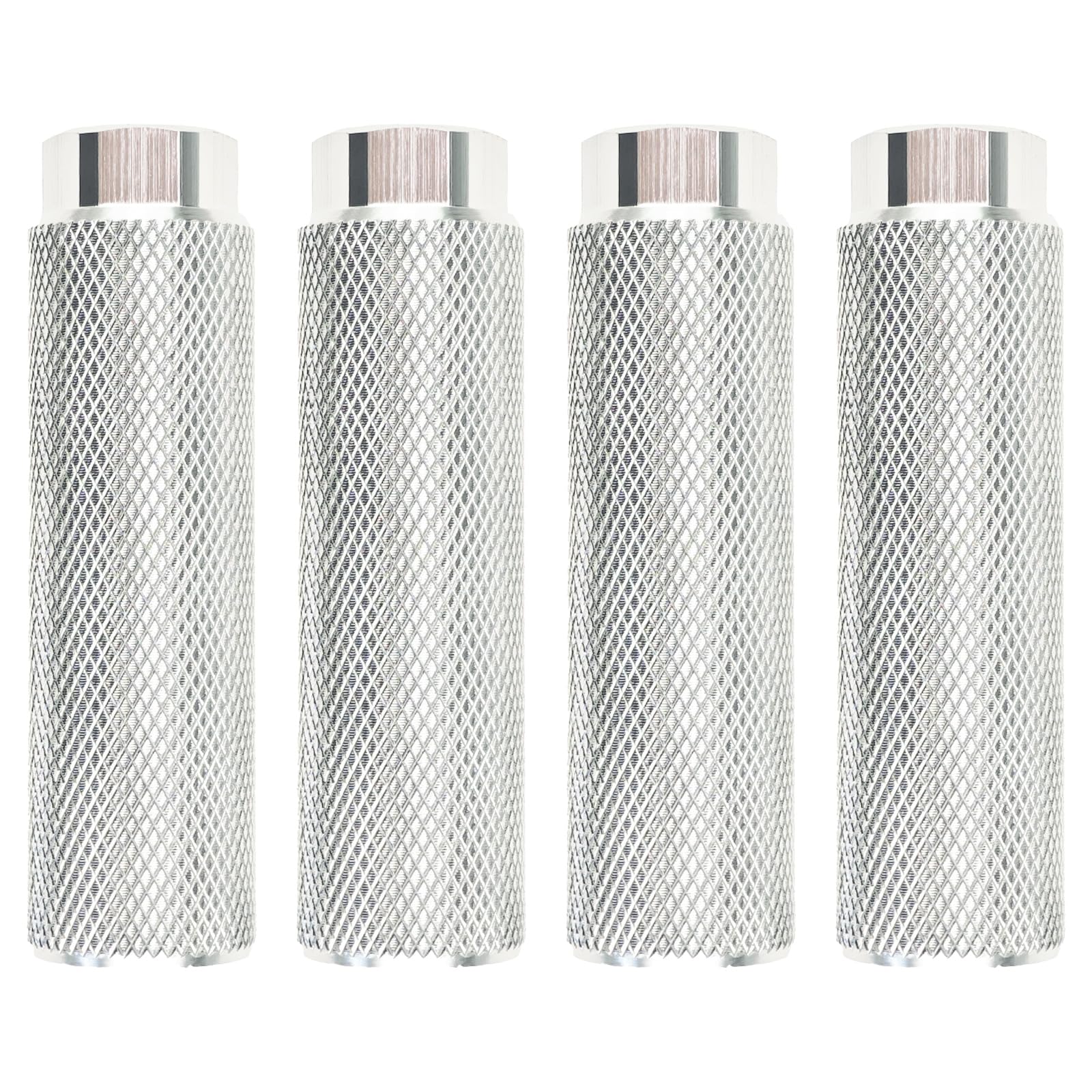 Zelerdo 2 Pairs Aluminum Alloy Bike Pegs For Mountain Bike Cycling Rear Stunt Pegs Fit 3/8 Inch Axles (Pure Silver, 100X28 Mm)