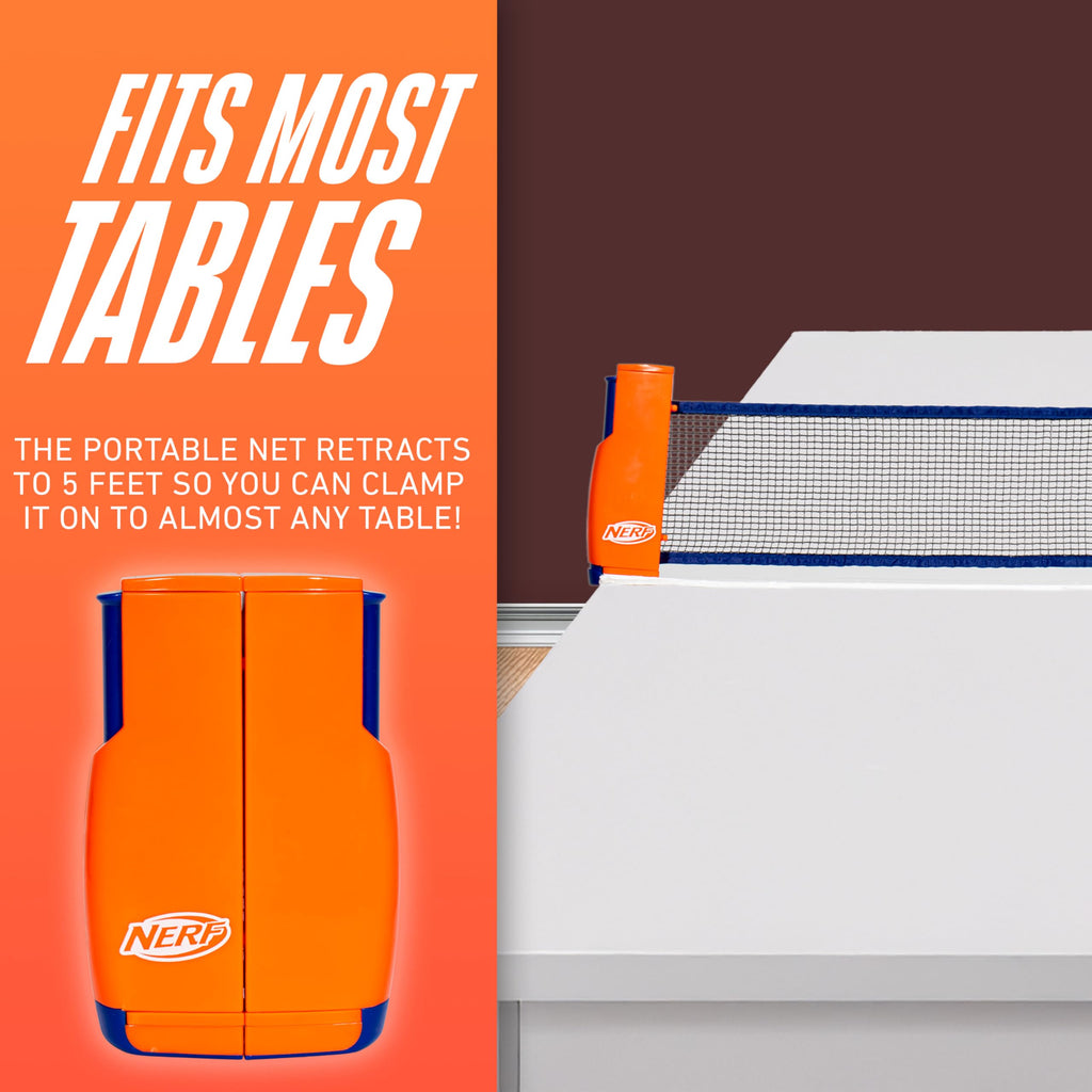 Nerf Tabletop Pickleball Set - Mini Tabletop Pickleball Game - Retractable Net Up To 5 Feet - Fits Most Tables