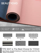 Yoga Mat With Strap, 1/3 Inch Extra Thick Double-Sided Non Slip, Professional Tpe Mats For Women Men, Workout Yoga, Pilates And