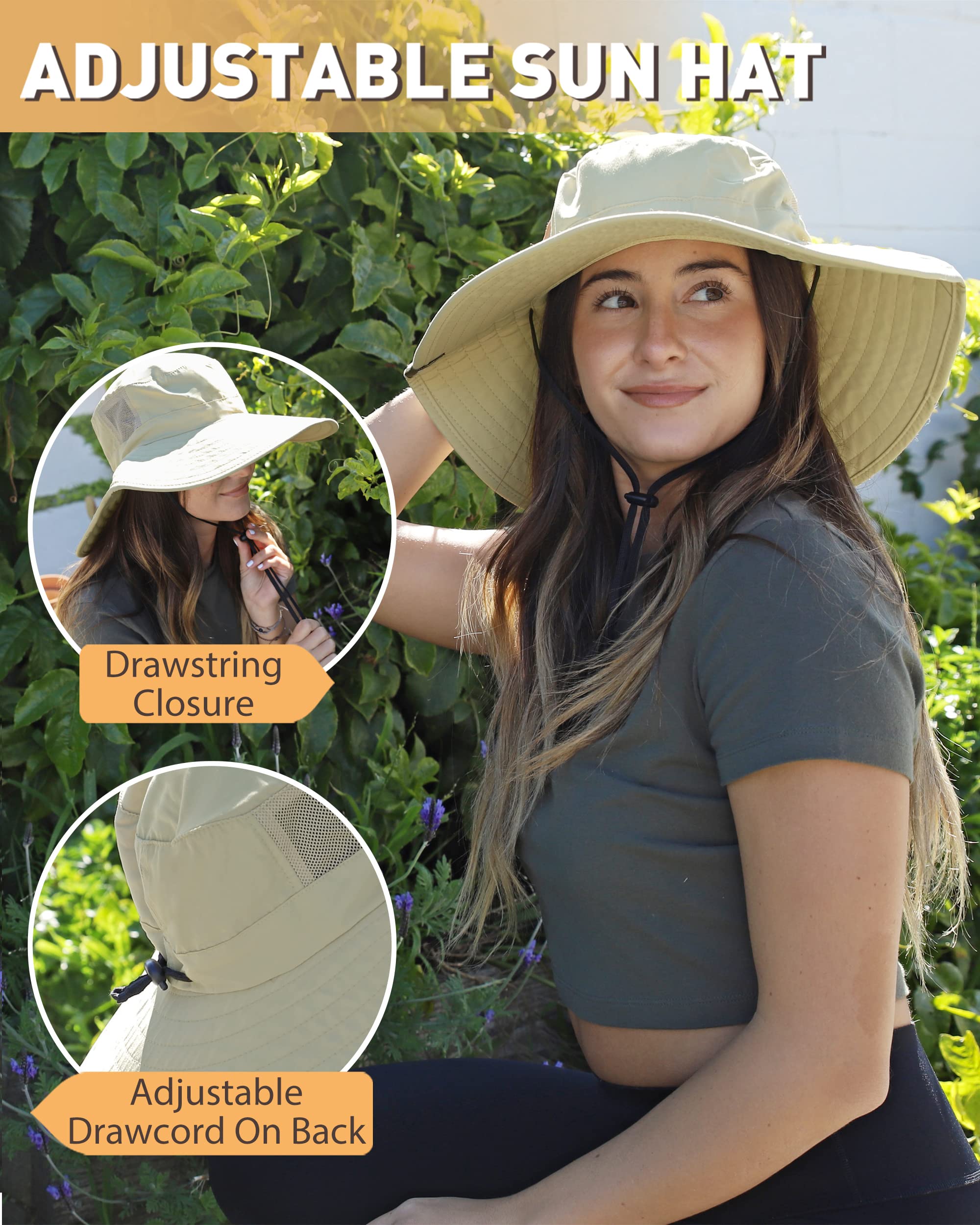 Safari Sun Hat Wide Brim Bonnie Fishing Cap With Adjustable Drawstring Olive For Men & Women