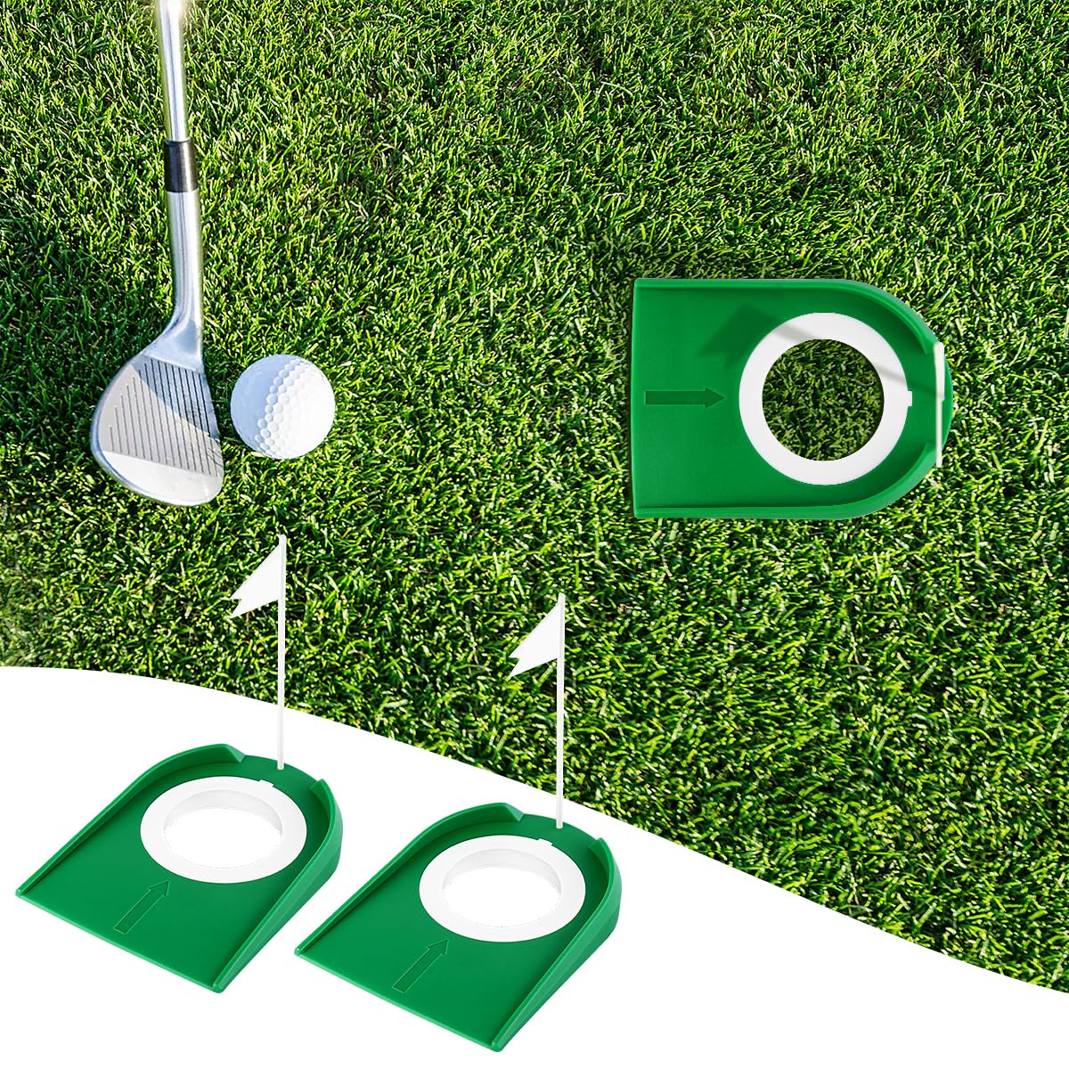2 Pack Golf Putting Cup With Flag Indoor Golf Putting Hole Golf Hole Training Aids