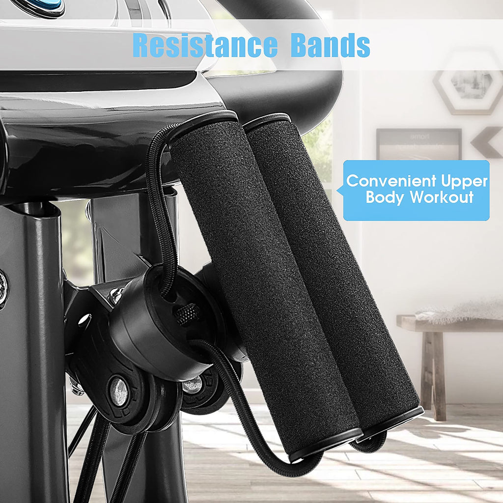 Merax Folding 3 In 1 Adjustable Exercise Bike With Resistance Bands Convertible Magnetic Upright Recumbent Bike