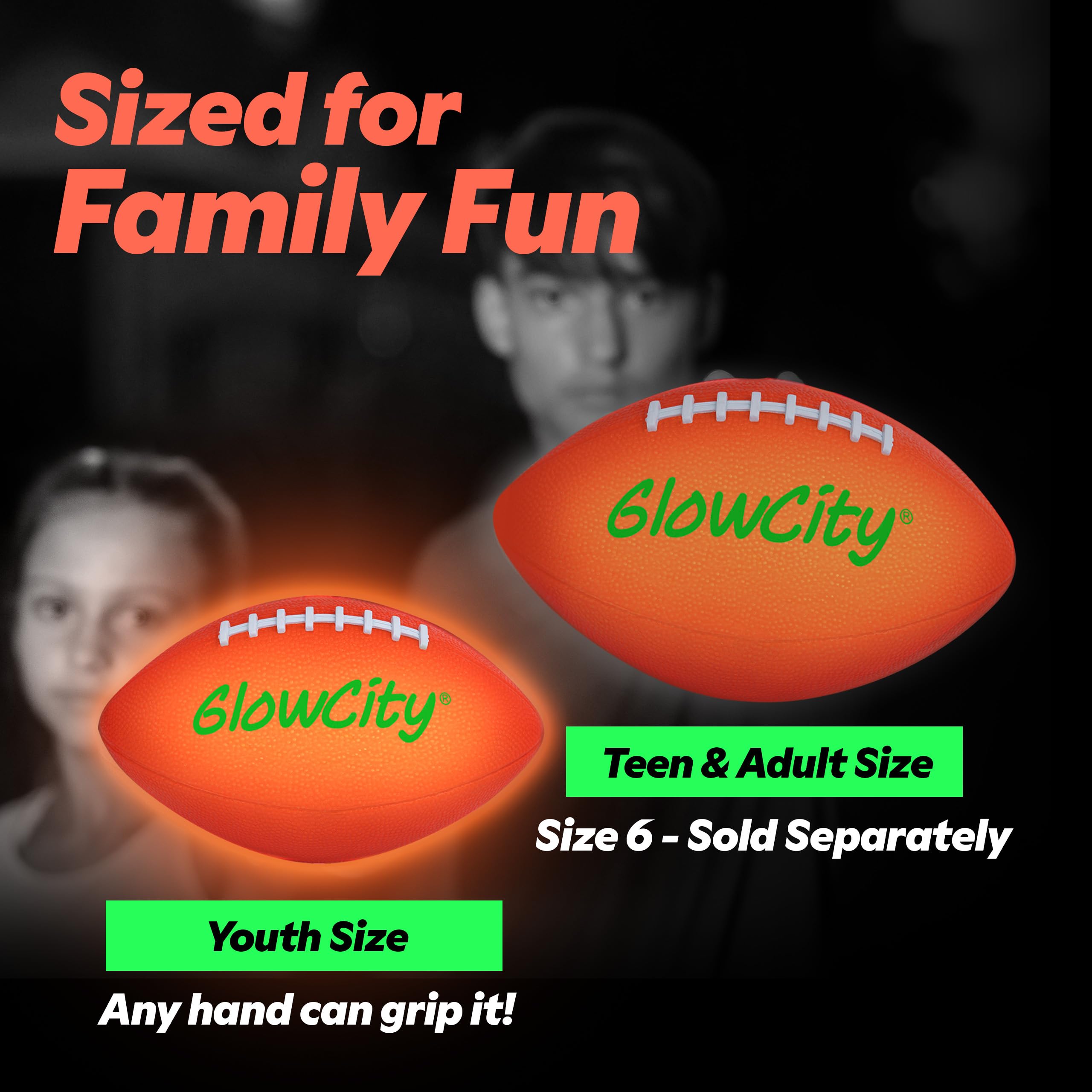 Glowcity Glow In The Dark Football - Light Up, Youth Size Footballs For Kids - Led Lights And Pre-Installed Batteries Included