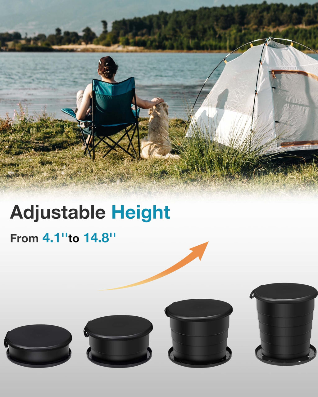 Triptips 2025 Upgrade Retractable Portable Toilet Foldable Height Adjustable Travel Toilet For Car Camping Toilet Porta Potty Fo
