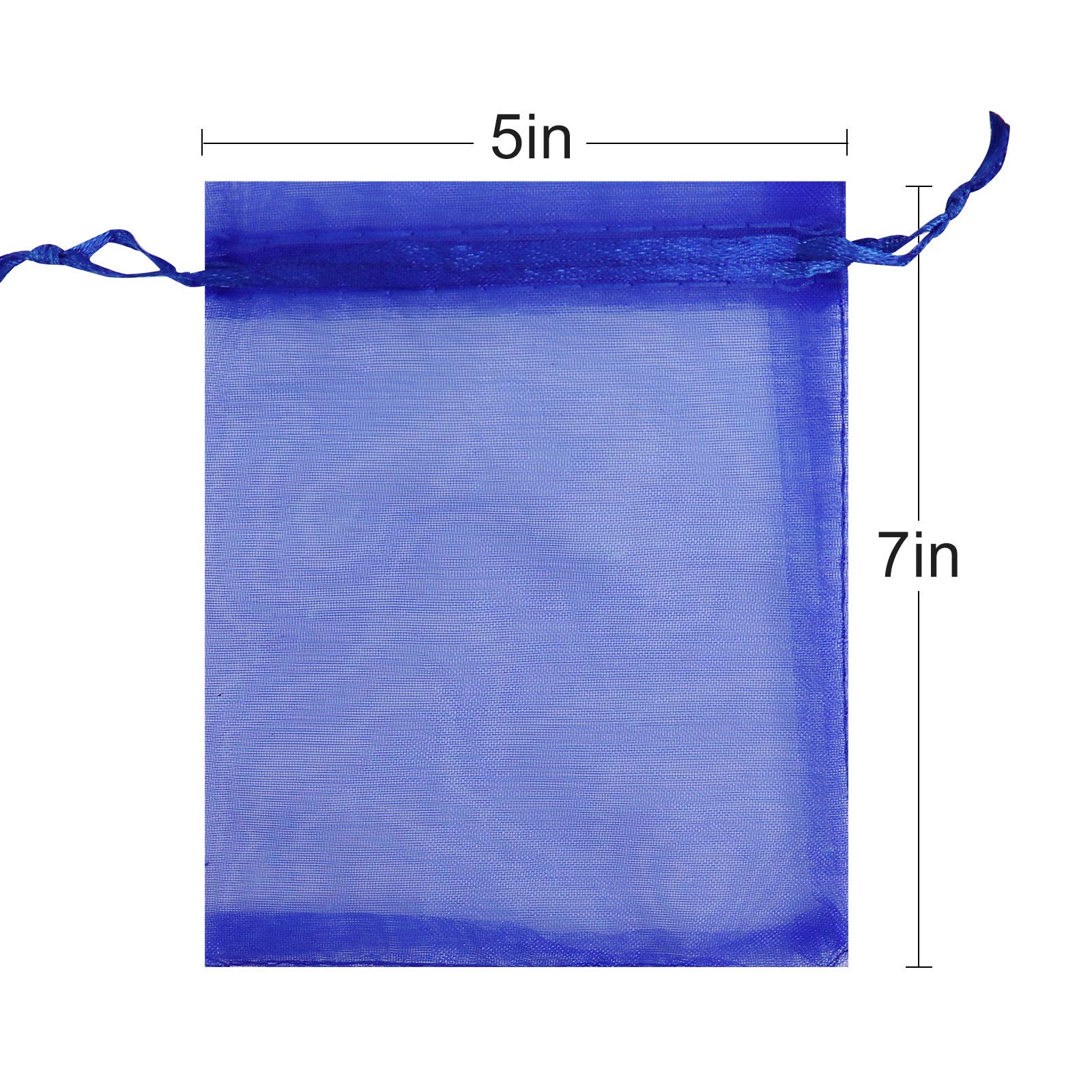 Lautechco 100Pcs Organza Bags 5X7 Inches Royal Blue Organza Gift Bags Small Mesh Bags Drawstring Gift Bags Christmas Drawstring