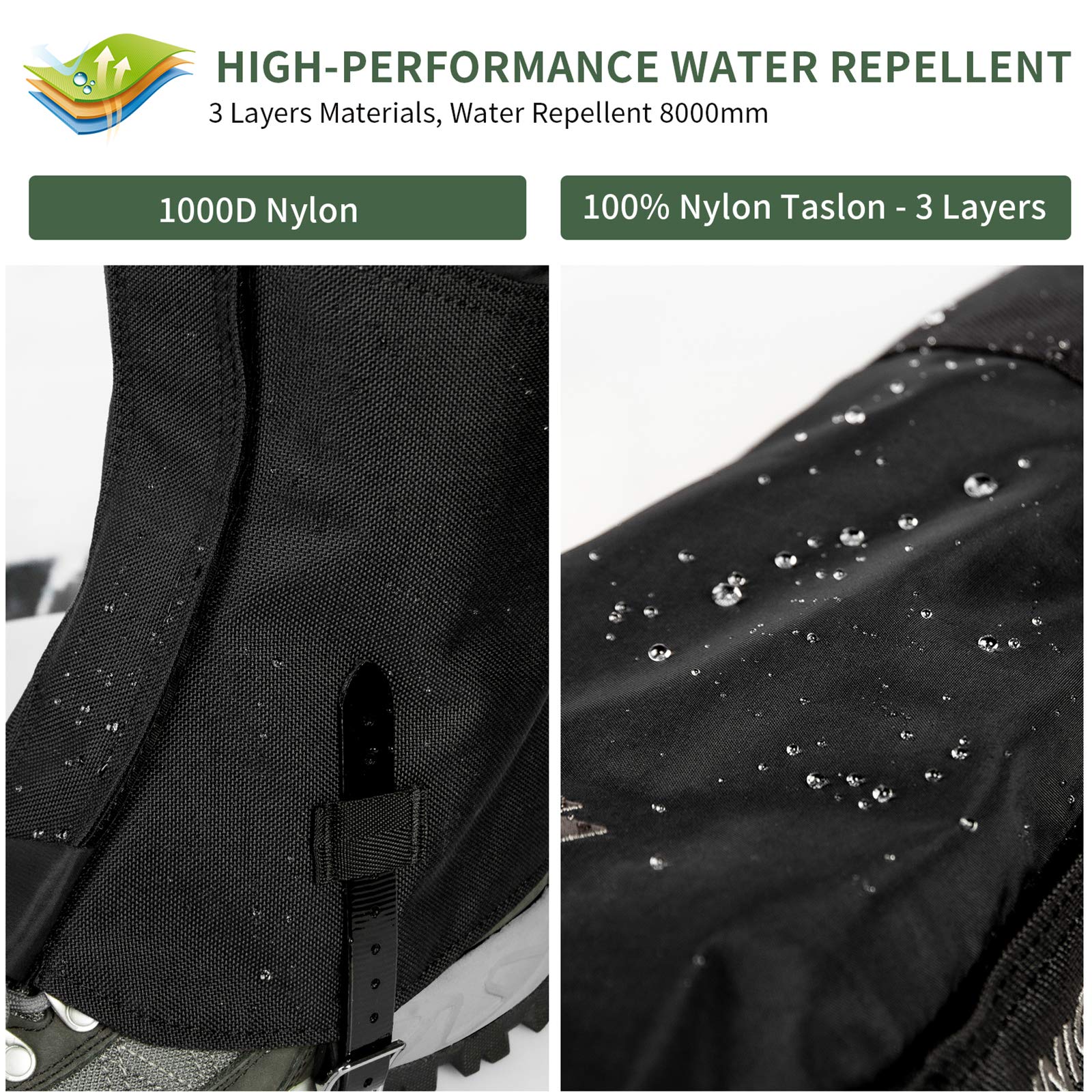Unigear Snow Leg Gaiters, Waterproof Boot Gaiters For Hiking Walking Climbing Hunting Skiing 1000D Fabric (Xx-Large)