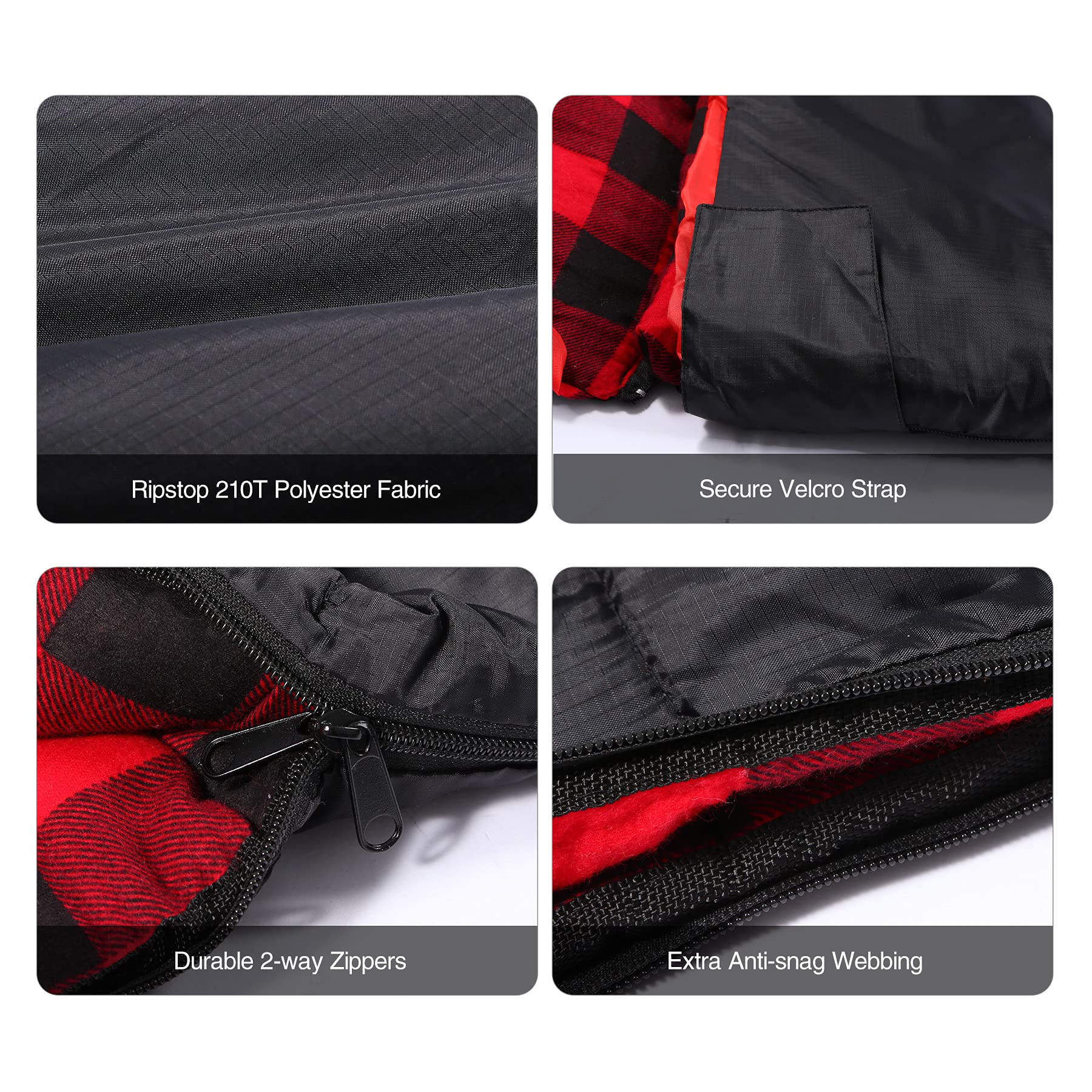 Redcamp Large Cotton Double Sleeping Bag For Adults, 2 Person Cold Weather Warm Queen Size Flannel Sleeping Bags For Camping, Bl