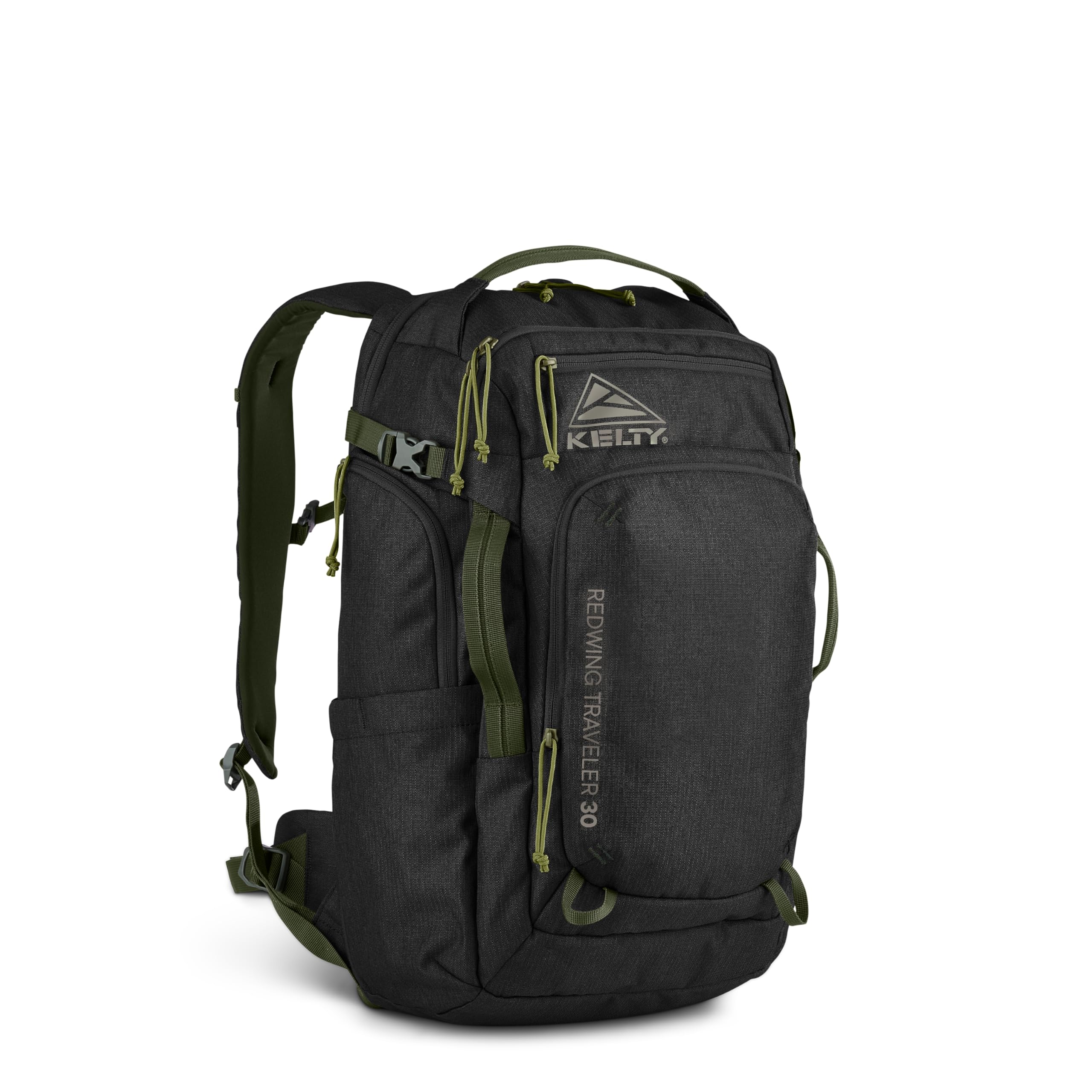 Kelty Redwing Traveler Backpack, Travel Pack with Wide U Zip Opening, Signature Wing Pockets, 30-50L Capacity (30L Black)
