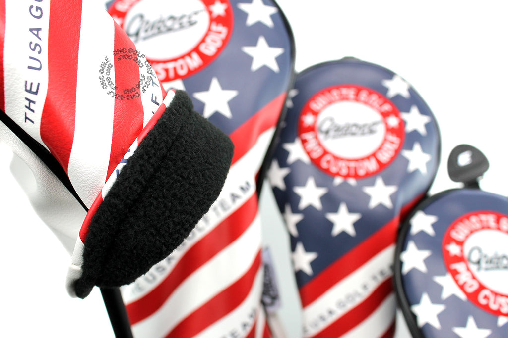 Guiote Team Usa 1 3 5 H Golf Headcover White Vintage Retro Patriotic Driver Fairway Wood Hybrid Cover