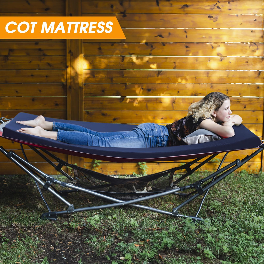 Cymula Camping Cot Mattress 2In Memory Foam Sleeping Pad,Soft Warm Non-Slip Camping Mattress Topper With Retaining For Adults,Po