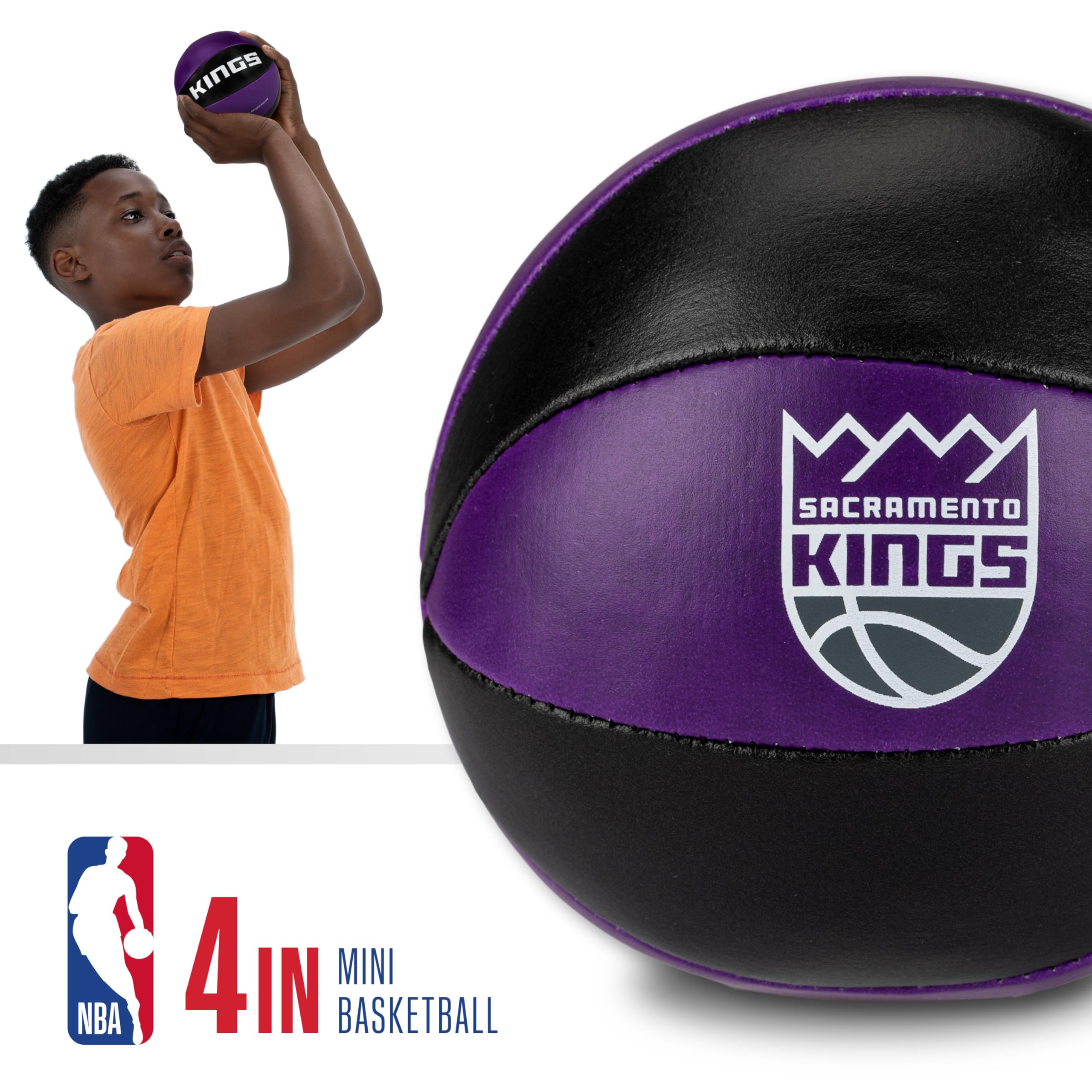 Franklin Sports Nba Sacramento Kings Toy Basketballs - 2 Pack Of Kids Soft Mini Basketballs For Over The Door + Indoor Hoops - N