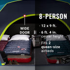 Coleman 8-Person Skydome Dark Room Tent With Rainfly, 5 Minute Setup, Blocks 90% Of Sunlight, 20% More Headroom Than Traditional