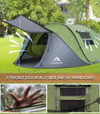 4-5 Person Easy Pop Up Tent Waterproof Automatic Setup 2 Doors-Instant Family Tents For Camping Hiking & Traveling