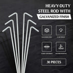 Ram-Pro 40-Piece Tent Garden Stakes Heavy Duty, Galvanized Steel Pegs Rust-Free Garden Edging Fence Hook, Landscape Pins  For Ou