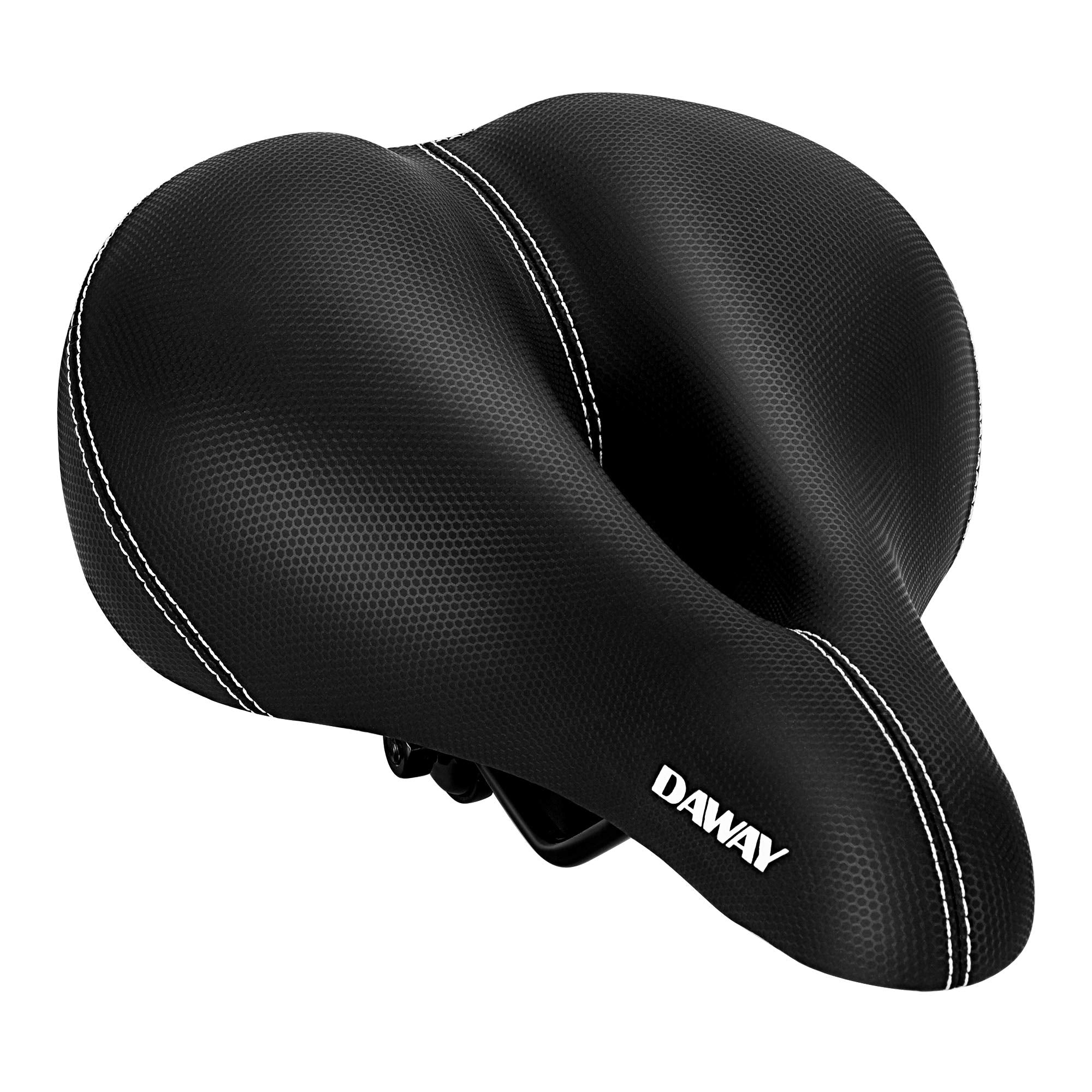 Daway Comfortable Wide Bike Seat - C10 Soft Foam Padded Exercise Bicycle Saddle For Men Women Seniors, Shock Absorbing, Universa