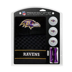 Team Golf Nfl Baltimore Ravens Gift Set: Embroidered Golf Towel, 3 Golf Balls, And 14 Golf Tees 2-3/4'' Regulation, Tri-Fold Tow