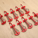 Tobwolf 10Pcs Red Deck Anchor Pegs With Carabiners, Windproof Aluminum Deck Tie Down Spring Tent Stakes, Camping Outdoor Fishbon