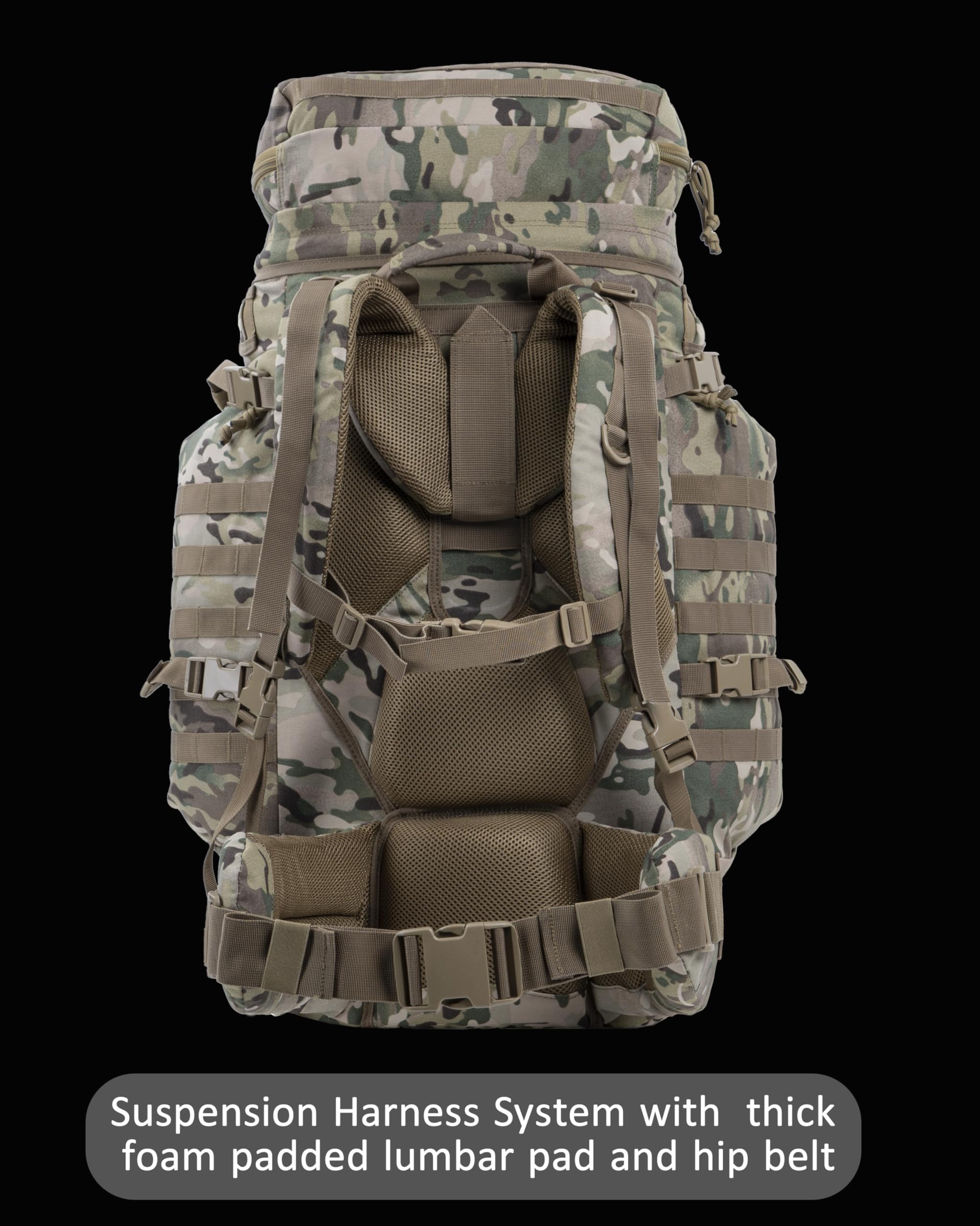 Xmilpax Large Military Backpack Army Rucksack Tactical Molle Pack For Camping Backpacking Hunting Bushcraft Adventure 70L