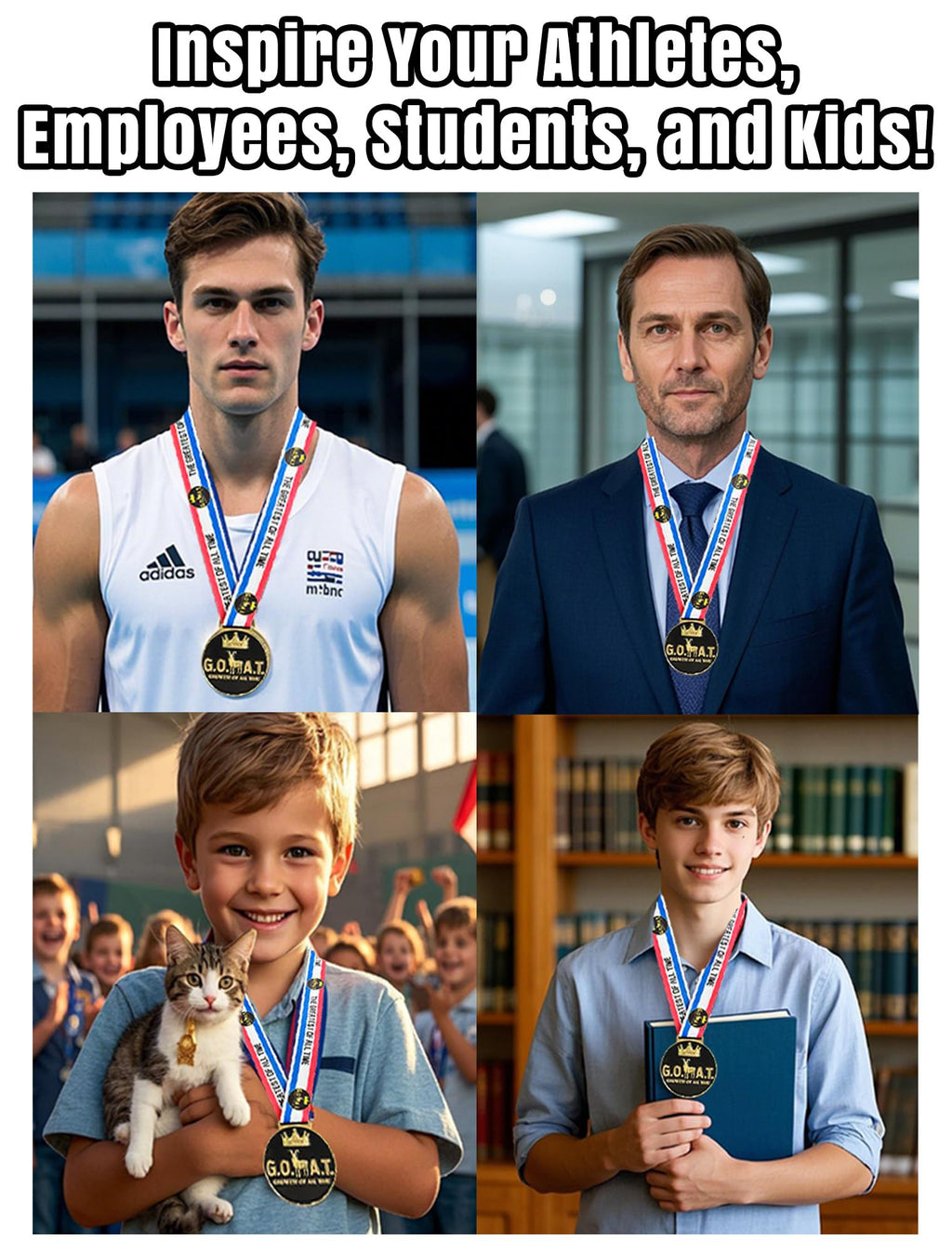 Bstwarm Goat Medal - 3' Heavy Duty Goat Necklace, Double-Sided 3D Engraved Championship Trophy For Sports Awards, Mvp Gifts & Co