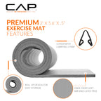 CAP Barbell High Density Exercise Yoga Mat with strap, 68x24x 1/2 - Purple