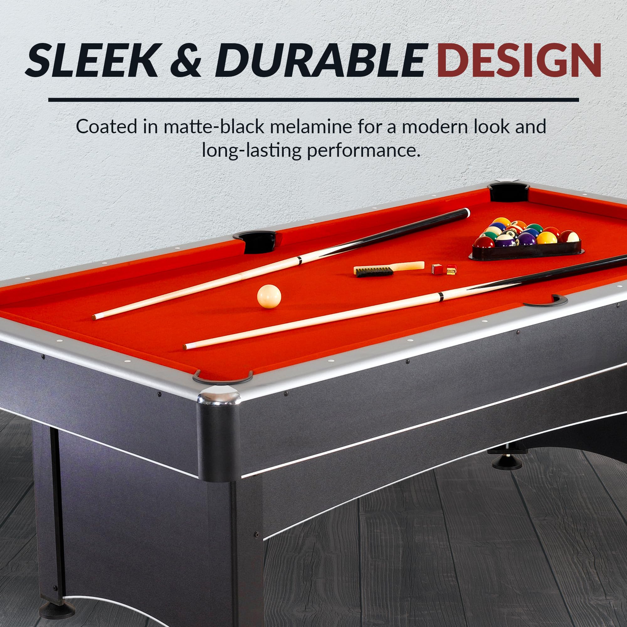 Hathaway Maverick 7-Foot Pool And Table Tennis Multi Game With Red Felt And Blue Table Tennis Surface Includes Cues, Paddles And
