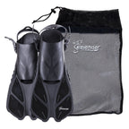 Seavenger Torpedo Swim Fins | Travel Size | Snorkeling Flippers With Mesh Bag For Women, Men And Kids (Black, Xs/Xxs)